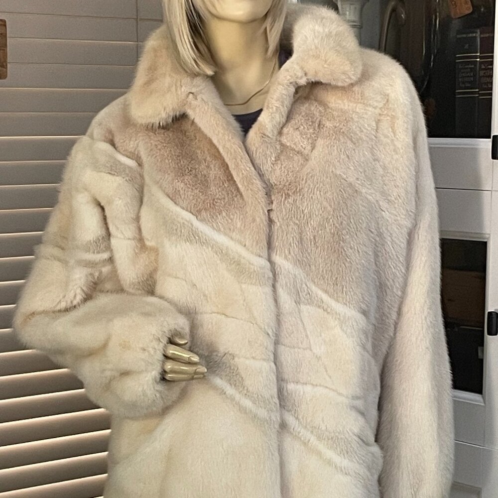 Women Beautiful Shadow Authentic Mink Fur 3/4 Coat Sz 10-12